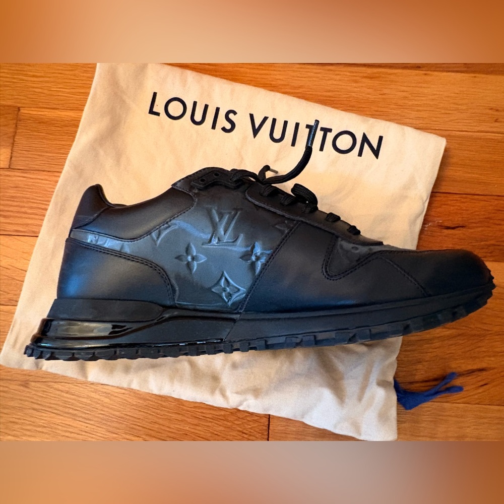 Louis Vuitton Run Awat Black Leather Sneakers - Picture 4 of 7